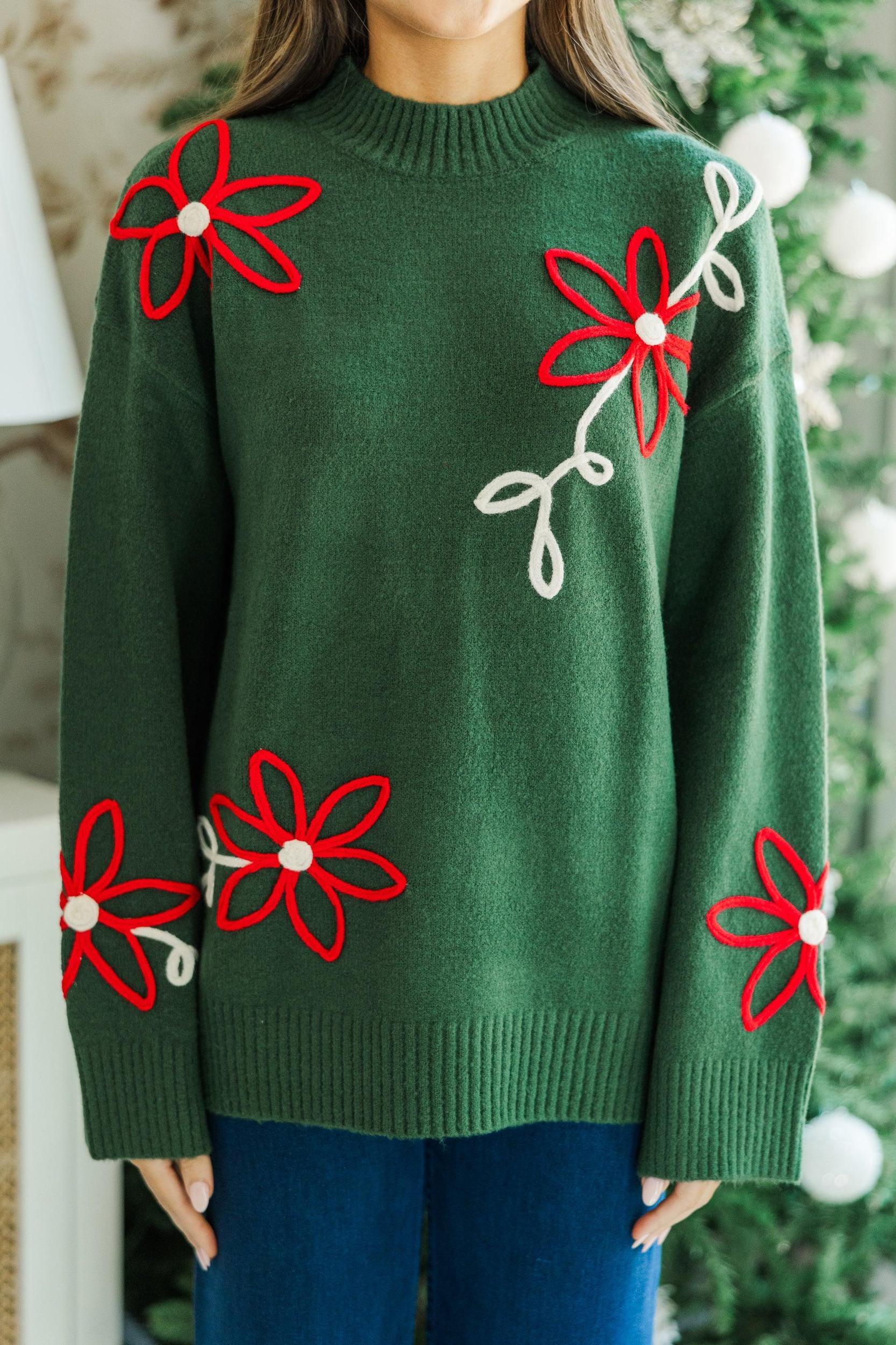 Keep You Close Emerald Floral Sweater Female Product Image