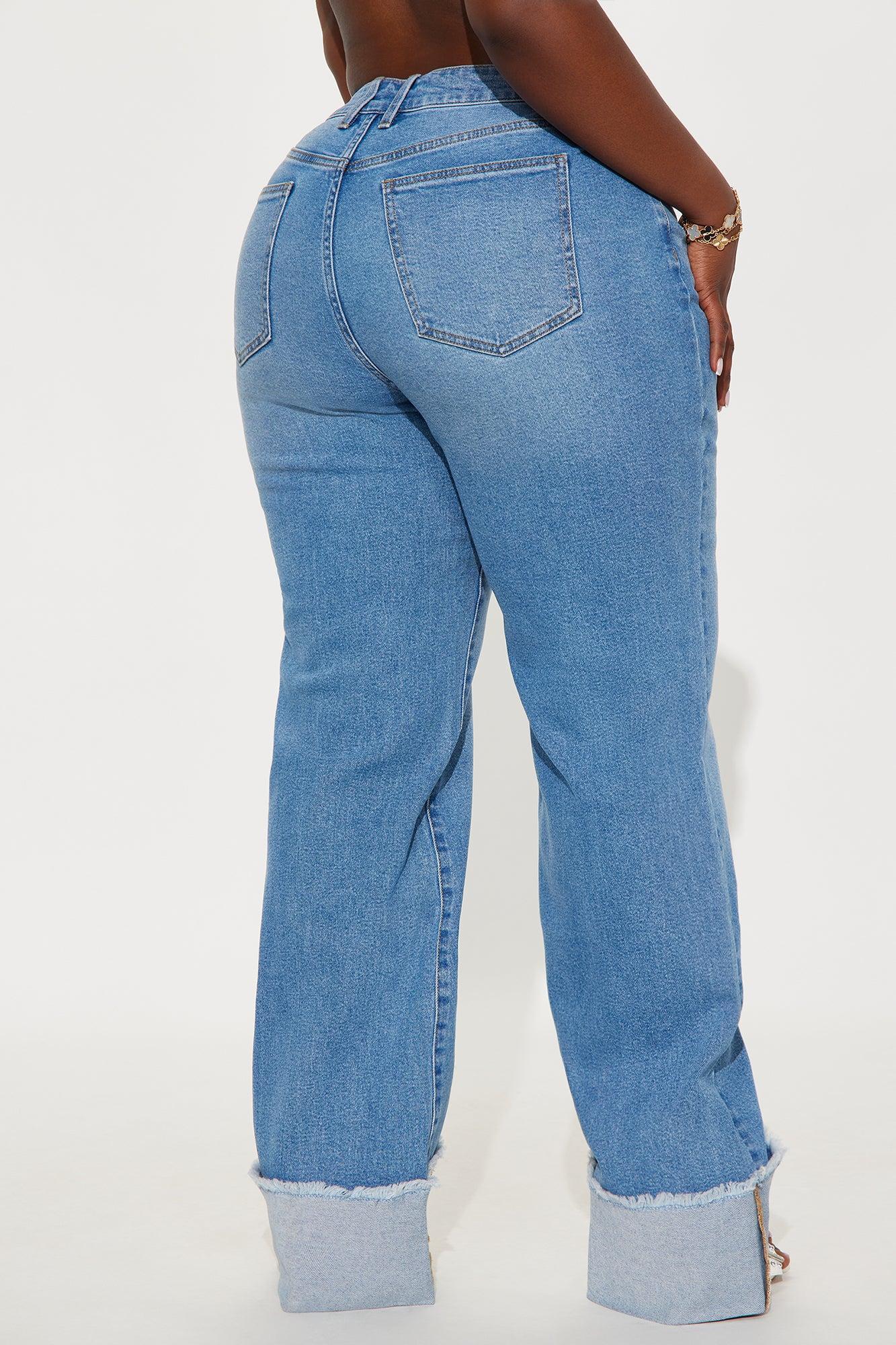 Tall All The While Cuffed Wide Leg Jeans - Light Wash Product Image