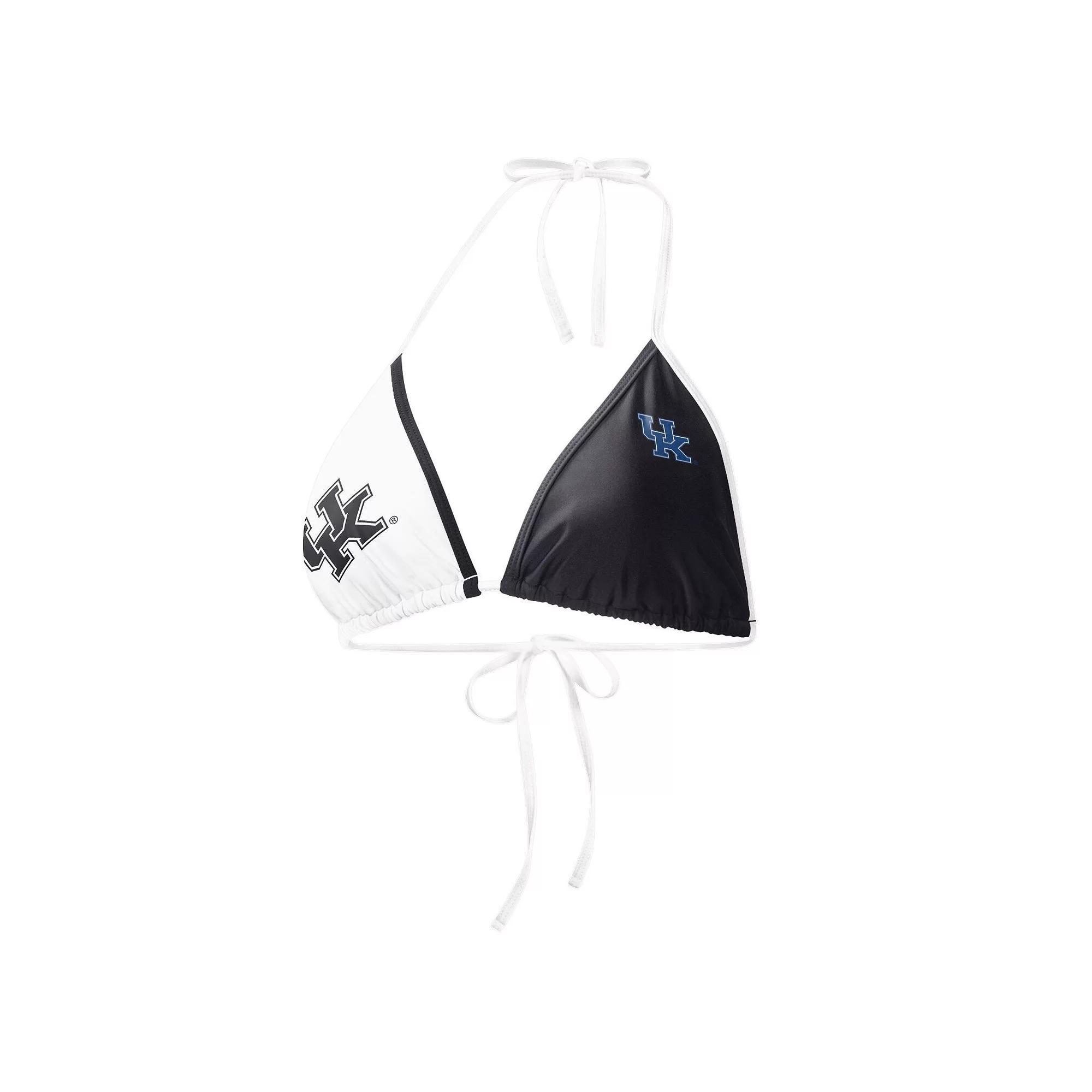 Women's G-III 4Her by Carl Banks Black/White Kentucky Wildcats Play Action Bikini Top, Size: Large Product Image