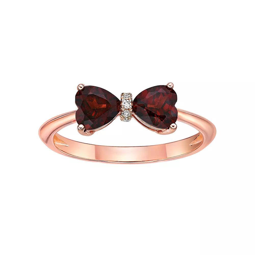 Gemminded 18k Rose Gold Plated Sterling Silver Heart-Shaped Garnet & Diamond Accented Ring, Women's, Size: 5, Pink Tone Product Image