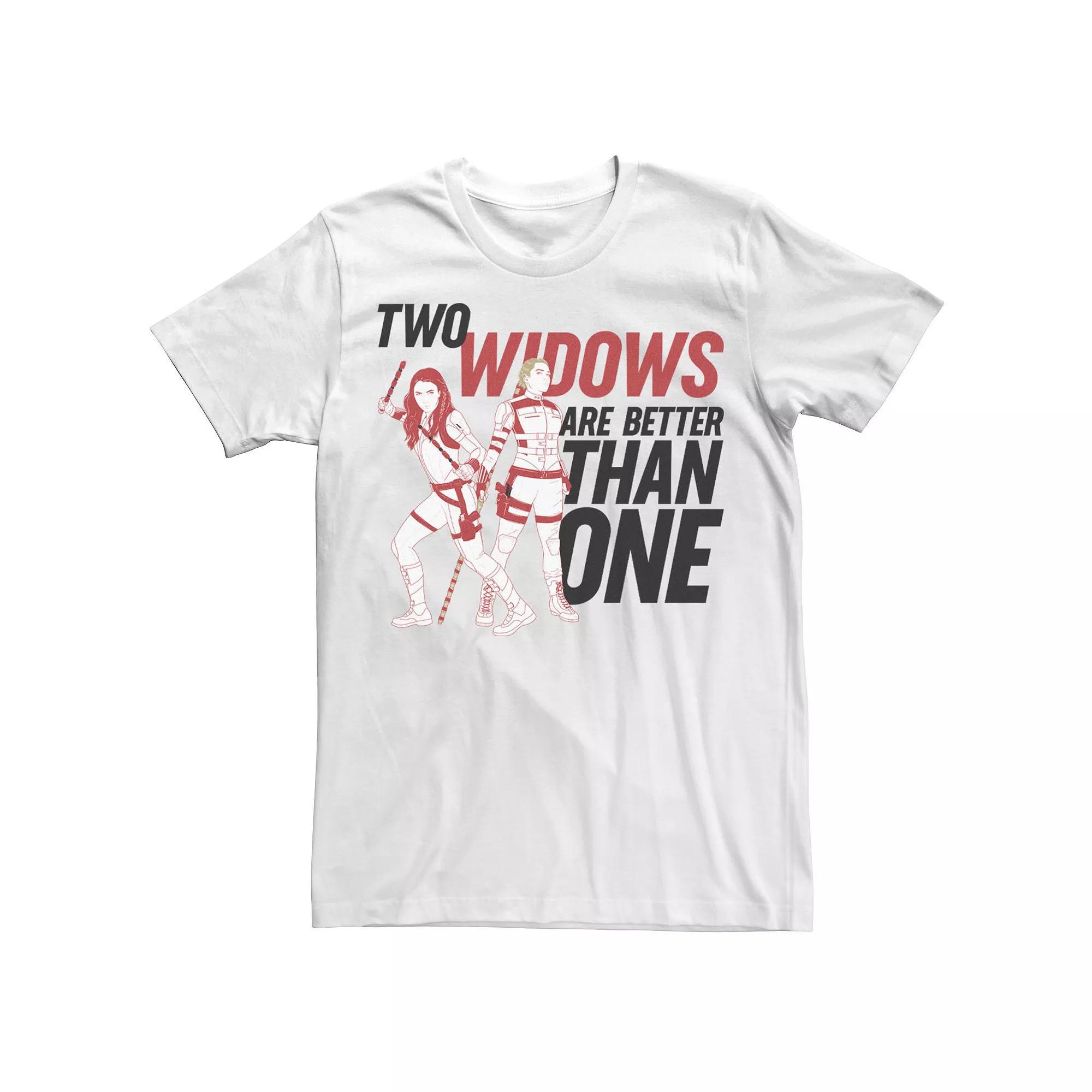 Men's Marvel Black Widow Two Widows Are Better Than One Portrait Tee, Size: Small, White Product Image