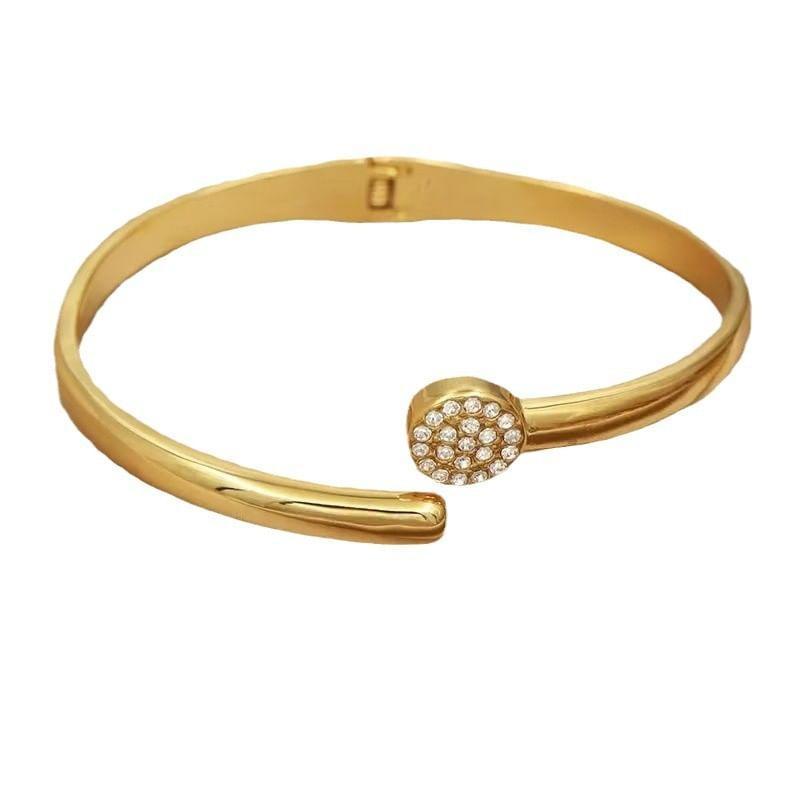 Rhinestone Stainless Steel Open Bangle Product Image