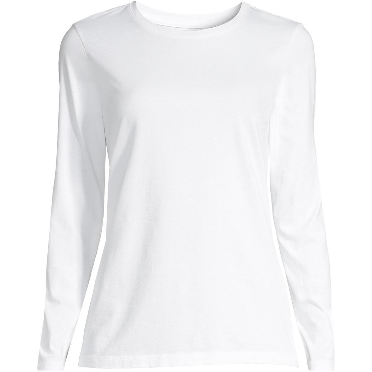 Petite Lands' End Relaxed-Fit Supima Long Sleeve Cotton Crewneck Tee, Women's, Size: XS Petite, Black Product Image
