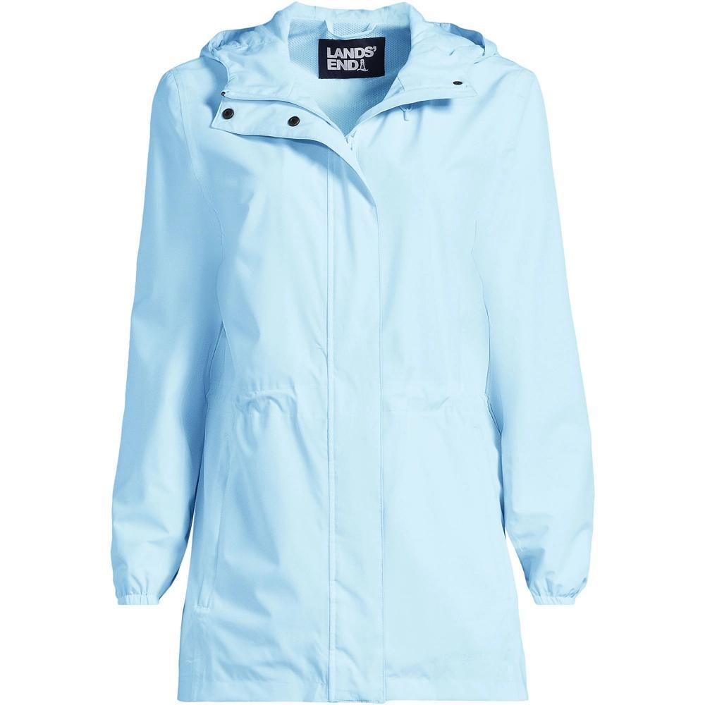 Petite Lands End Hooded Packable Raincoat, Womens Deep Blue Product Image