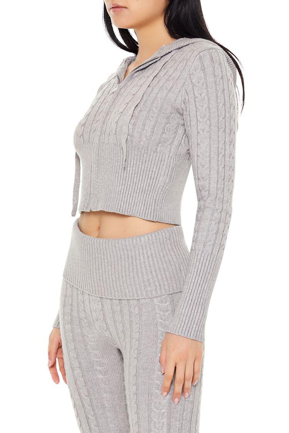 Cropped Cable Knit Zip-Up Sweater | Forever 21 Product Image