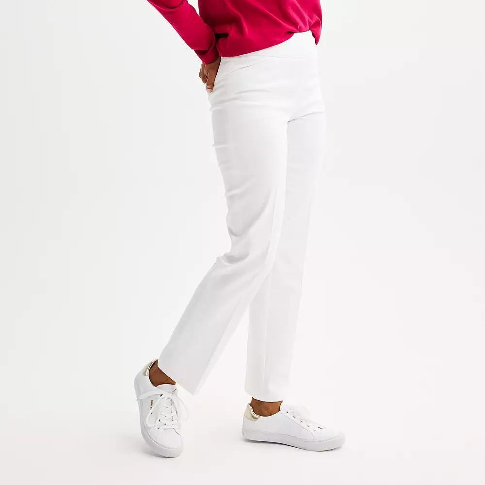 Women's Croft & Barrow® Effortless Stretch Pull-On Straight-Leg Pants, Size: 16 Short, White Product Image