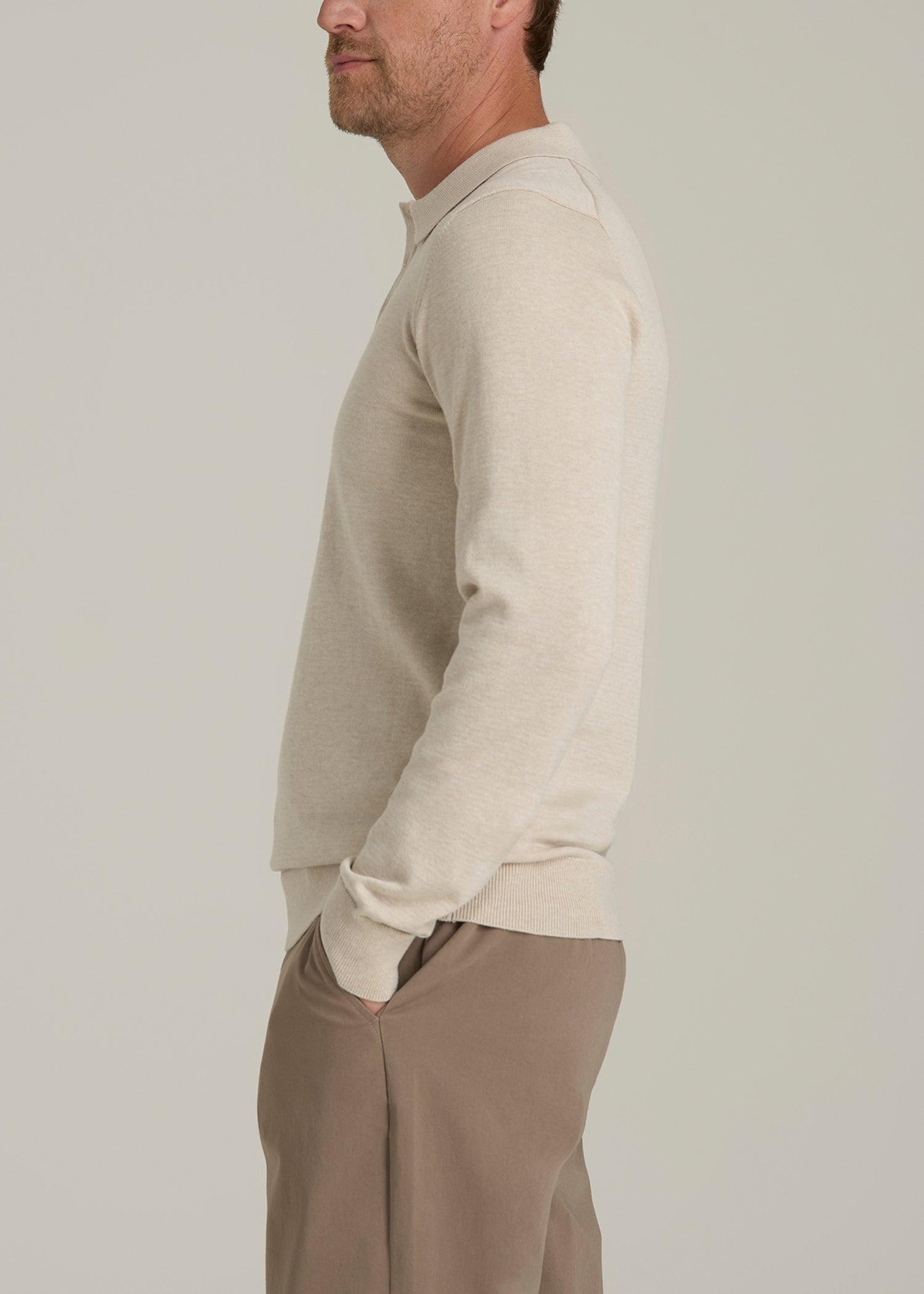 Men’s Tall Polo Sweater in Vanilla Latte Mix Product Image