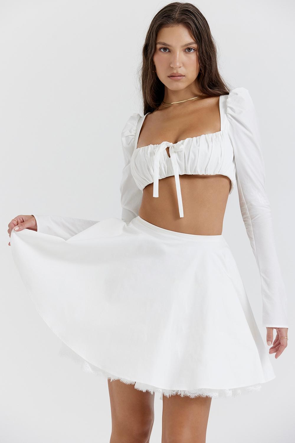 Shira White Puff Sleeve Top Product Image