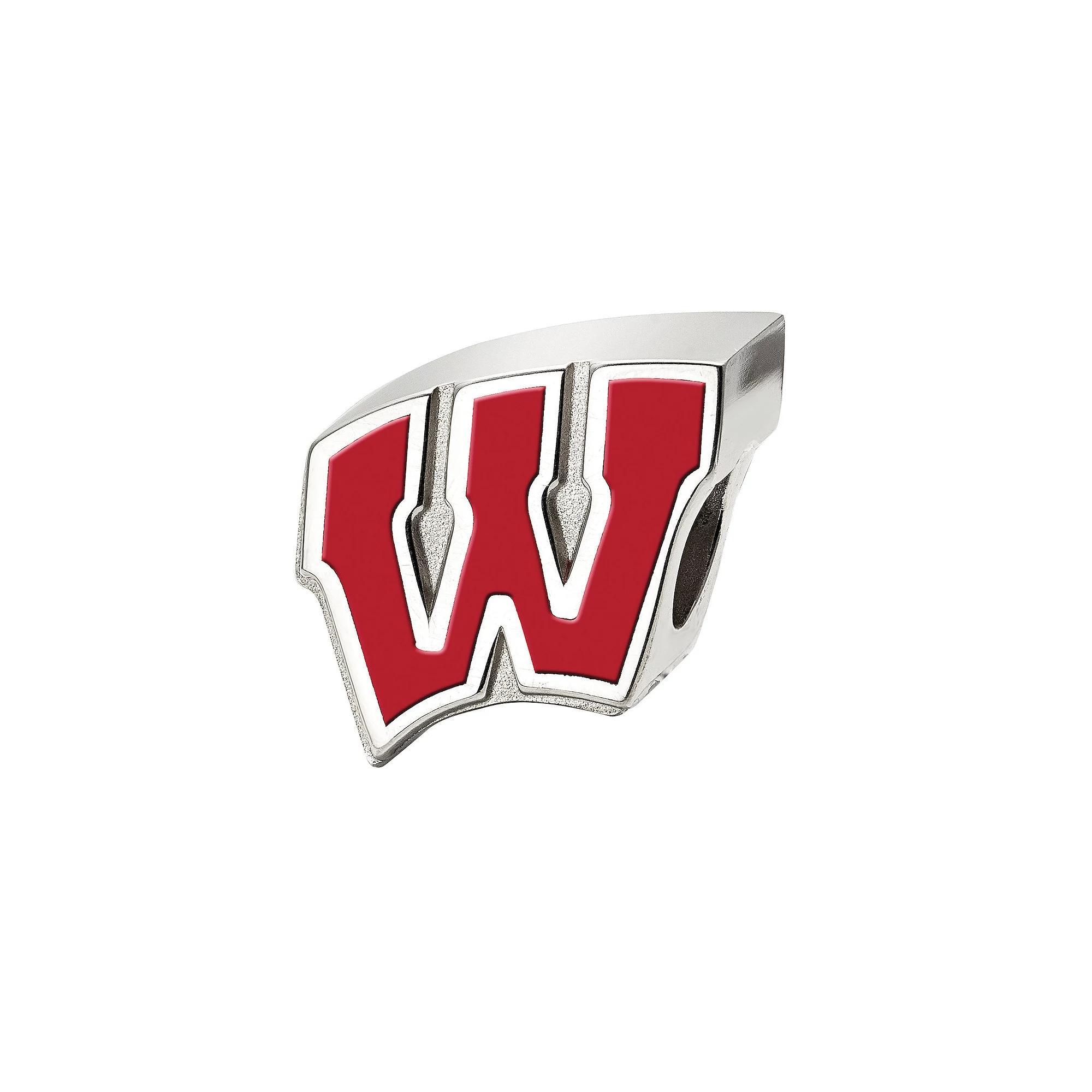 LogoArt Sterling Silver Wisconsin Badgers Enameled Logo Bead, Women's Product Image