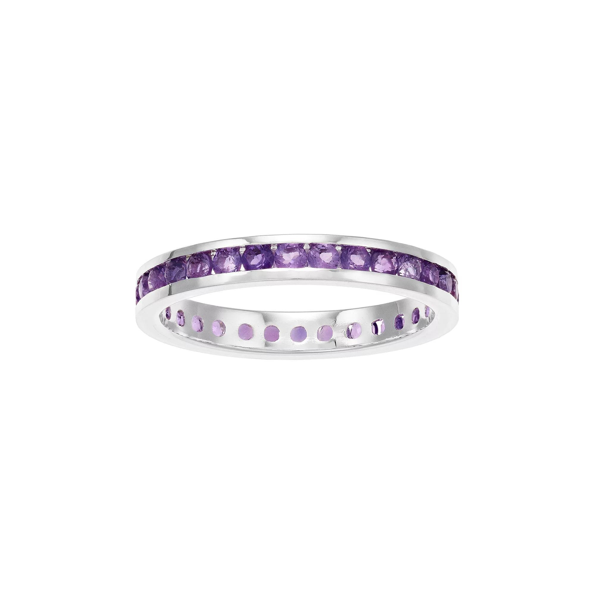 Traditions Jewelry Company Sterling Silver Channel-Set Lab-Created Emerald Birthstone Ring, Womens Product Image