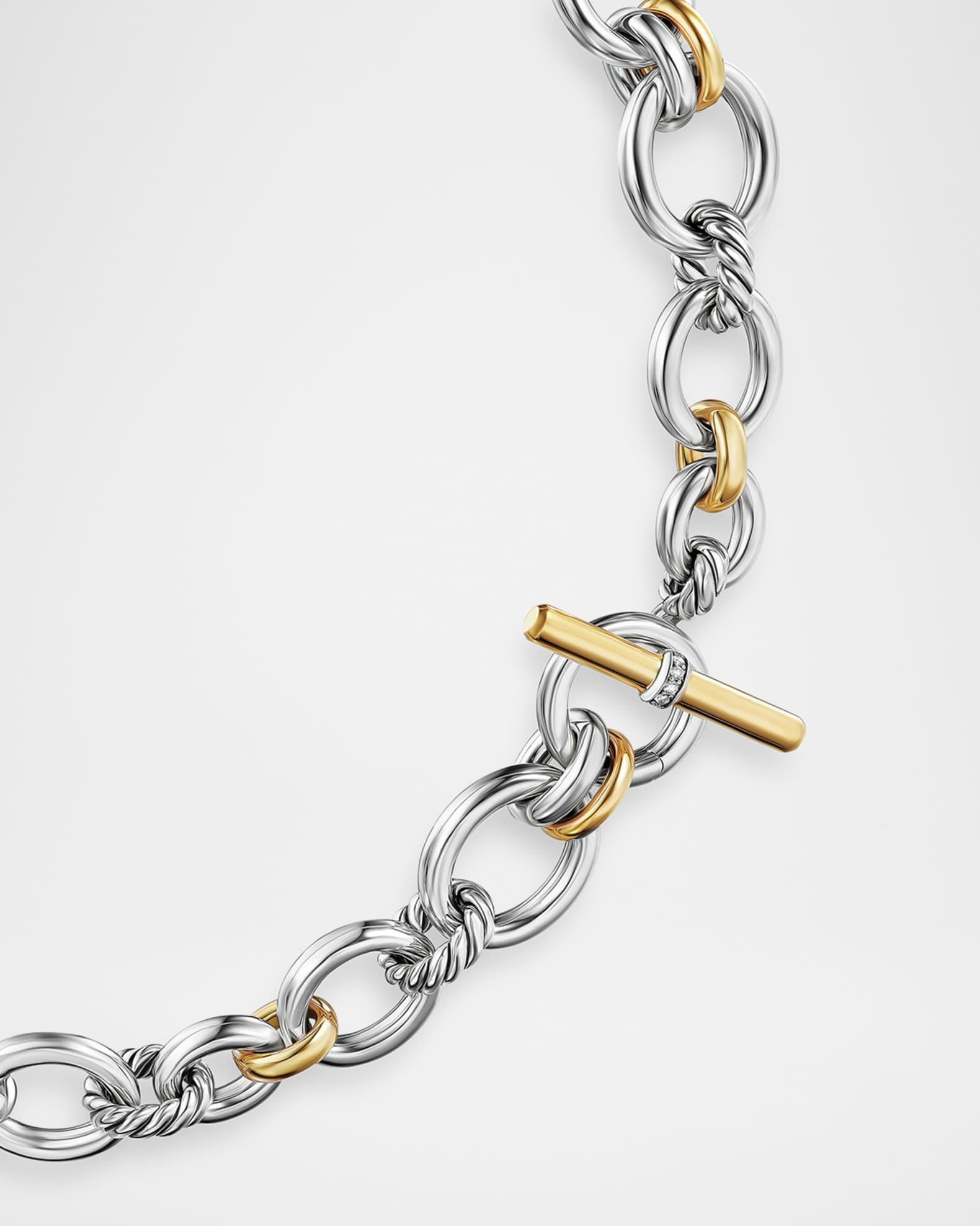 DY Mercer Chain Necklace with Diamonds in Silver and 18K Gold, 5mm Product Image