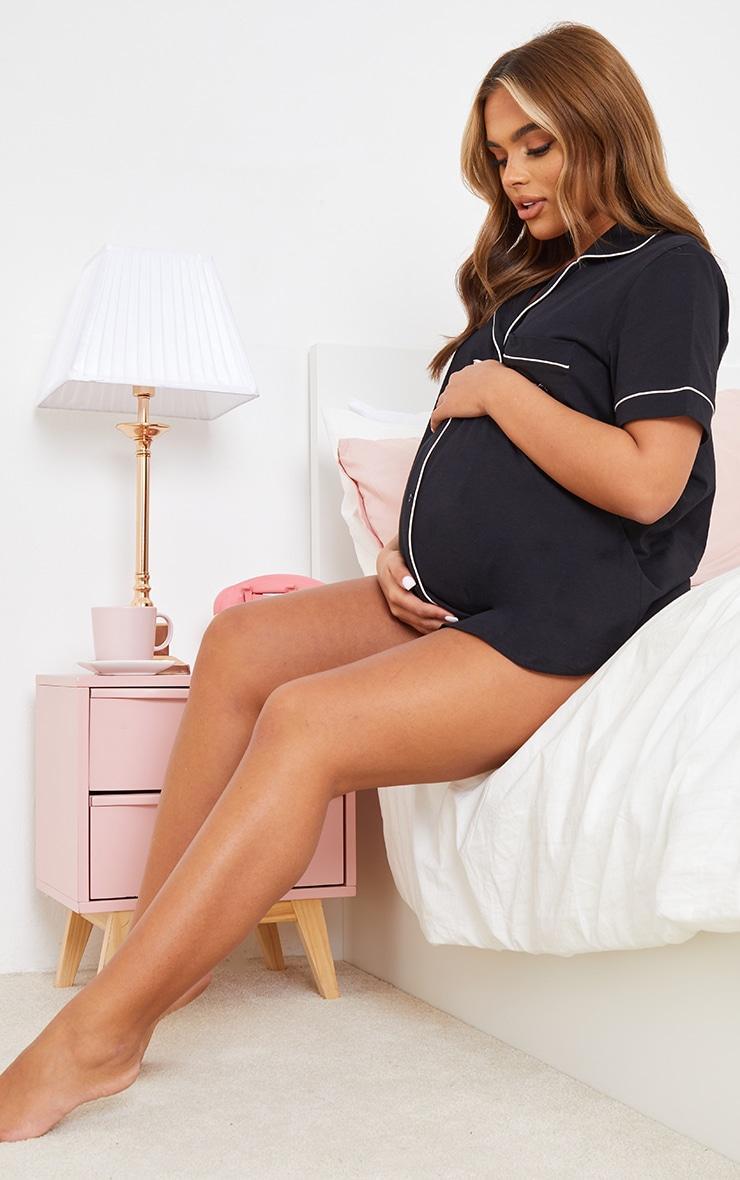 Maternity Black Button Mama Pj Top Product Image