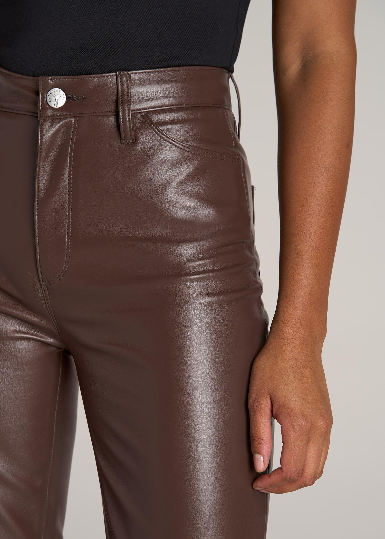 Faux Leather SLIM Pants for Tall Women in Chocolate Product Image