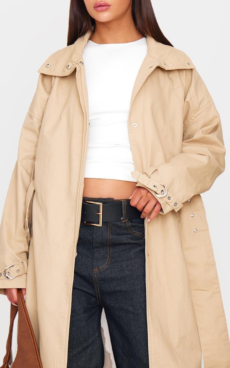 Stone Belted Cuff Detail Trench Coat Product Image