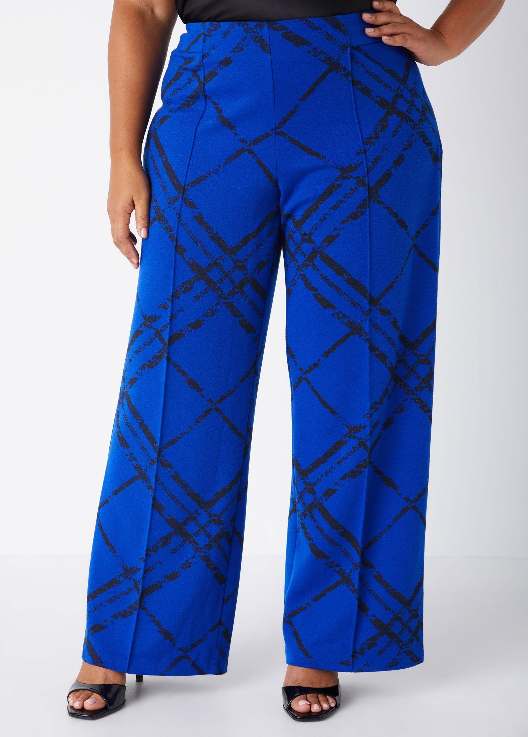 Plus Size High Waist Plaid Straight Leg Pants Ashley Stewart Product Image
