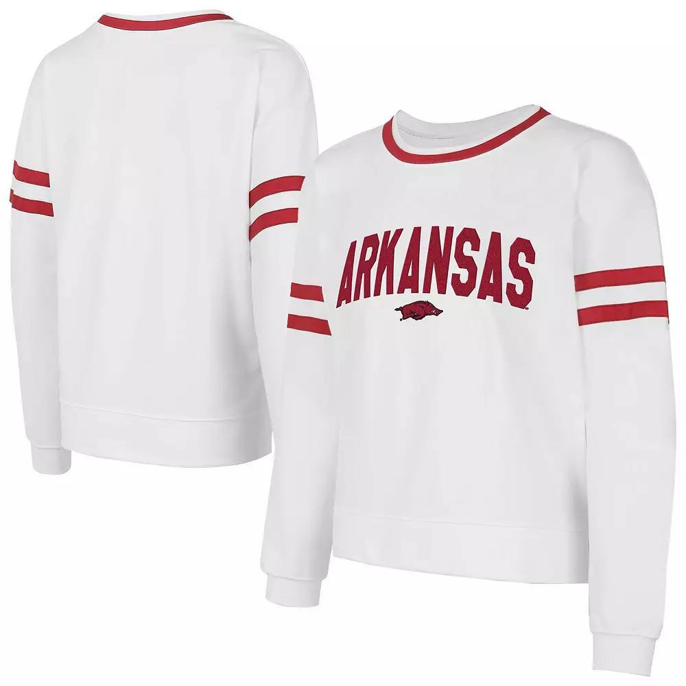 Women's Concepts Sport  White Arkansas Razorbacks Borough French Terry Arch Over Long Sleeve T-Shirt, Size: XL Product Image