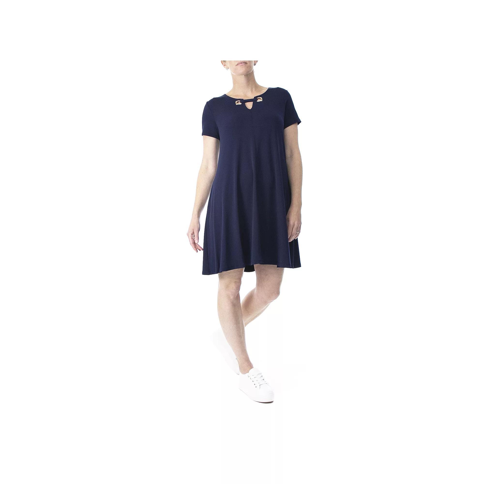 Women's Nina Leonard Embellished Swing Dress, Size: Large, Black Product Image