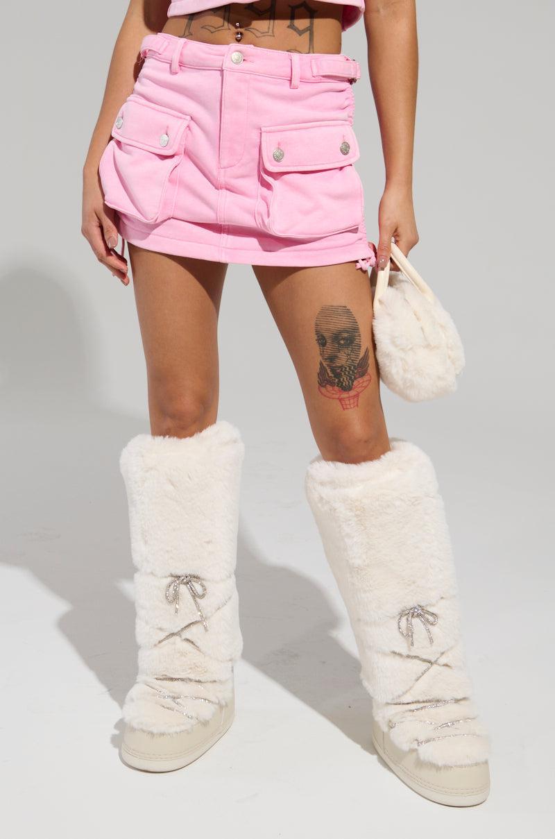 WORK FOR IT MINERAL WASHED MINI SKIRT IN PINK Product Image