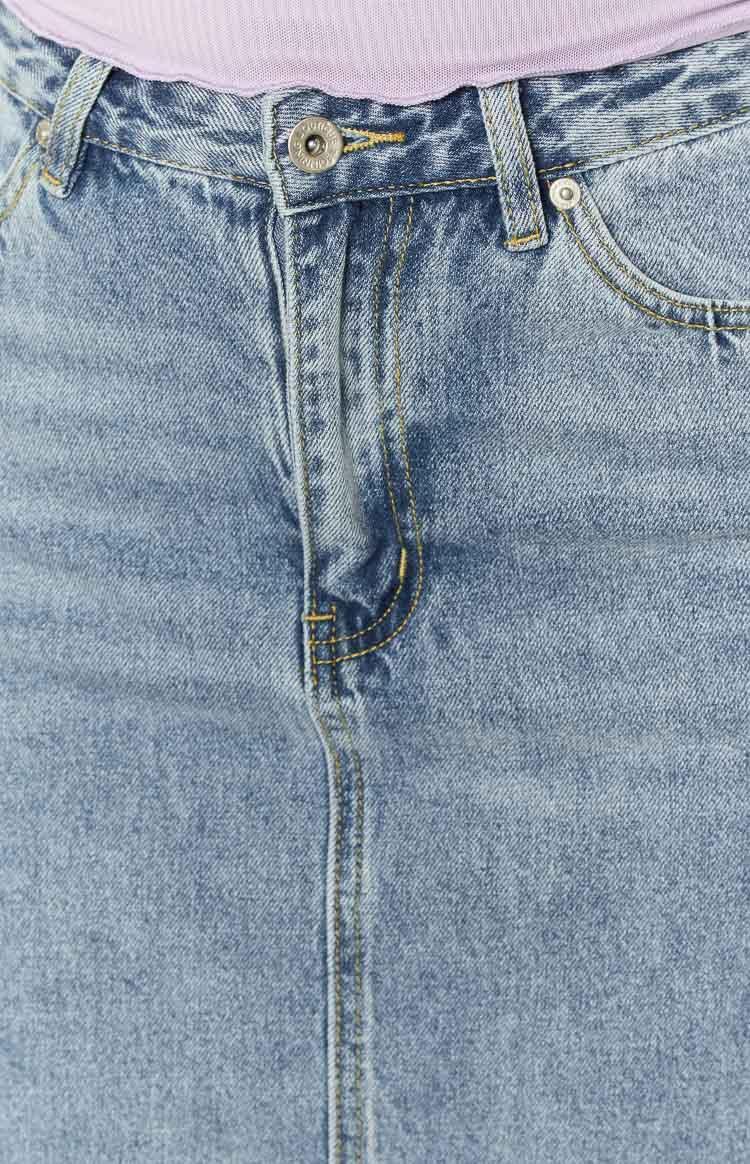 Isla Blue Denim Midi Skirt Product Image