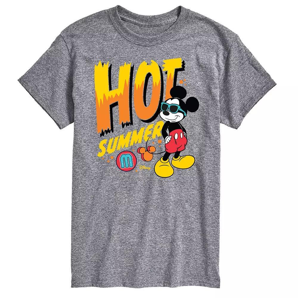 Disneys Mickey Mouse Mens Hot Summer Graphic Tee Grey Gray Product Image
