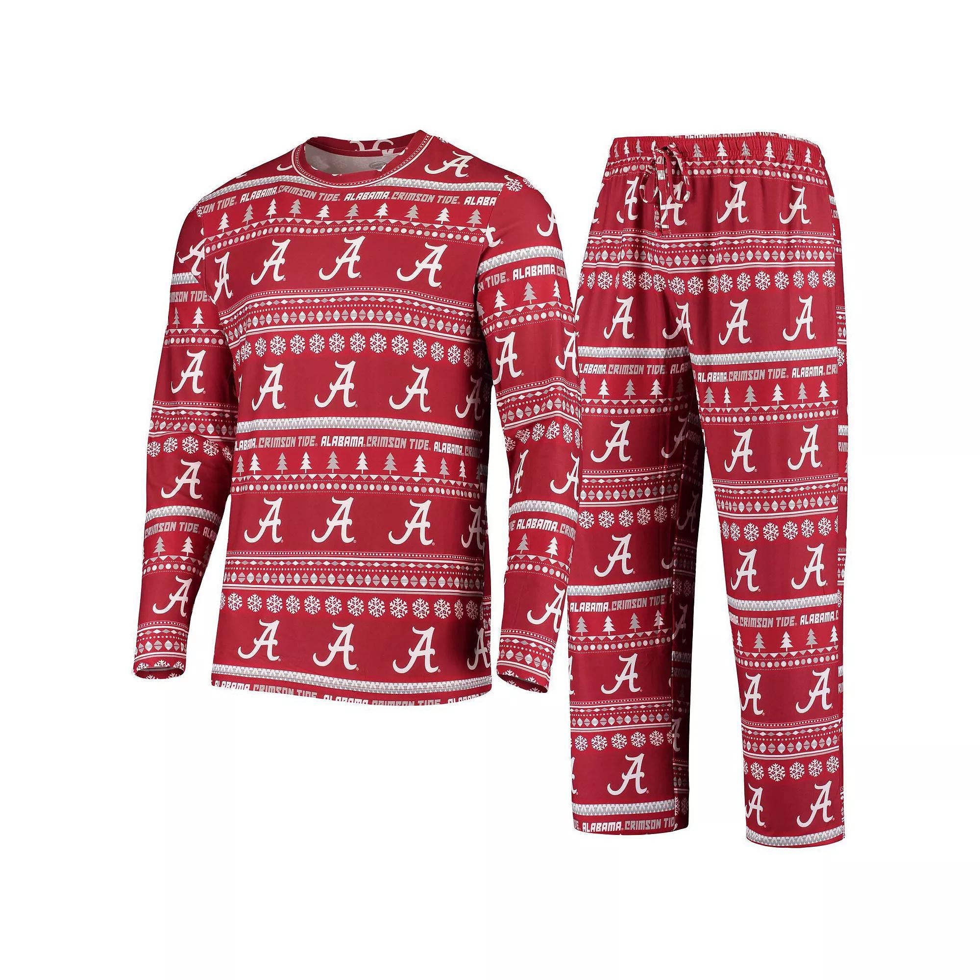 Men's Concepts Sport Crimson Alabama Crimson Tide Ugly Sweater Knit Long Sleeve Top and Pant Set, Size: Small, Red Product Image