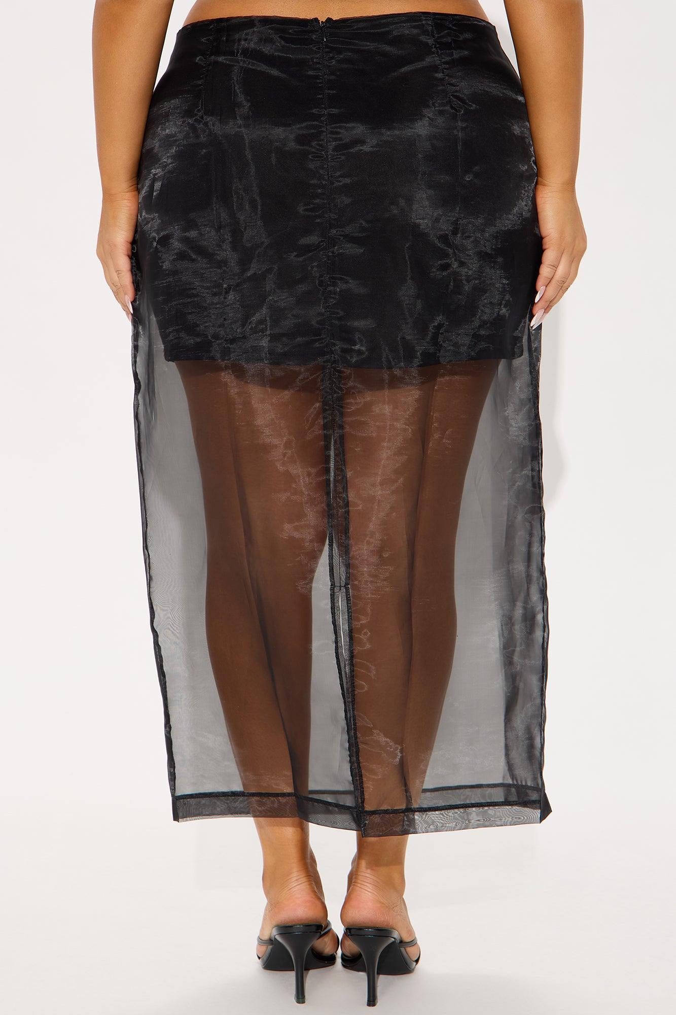 Kiera Organza Sheer Midi Skirt - Black Product Image