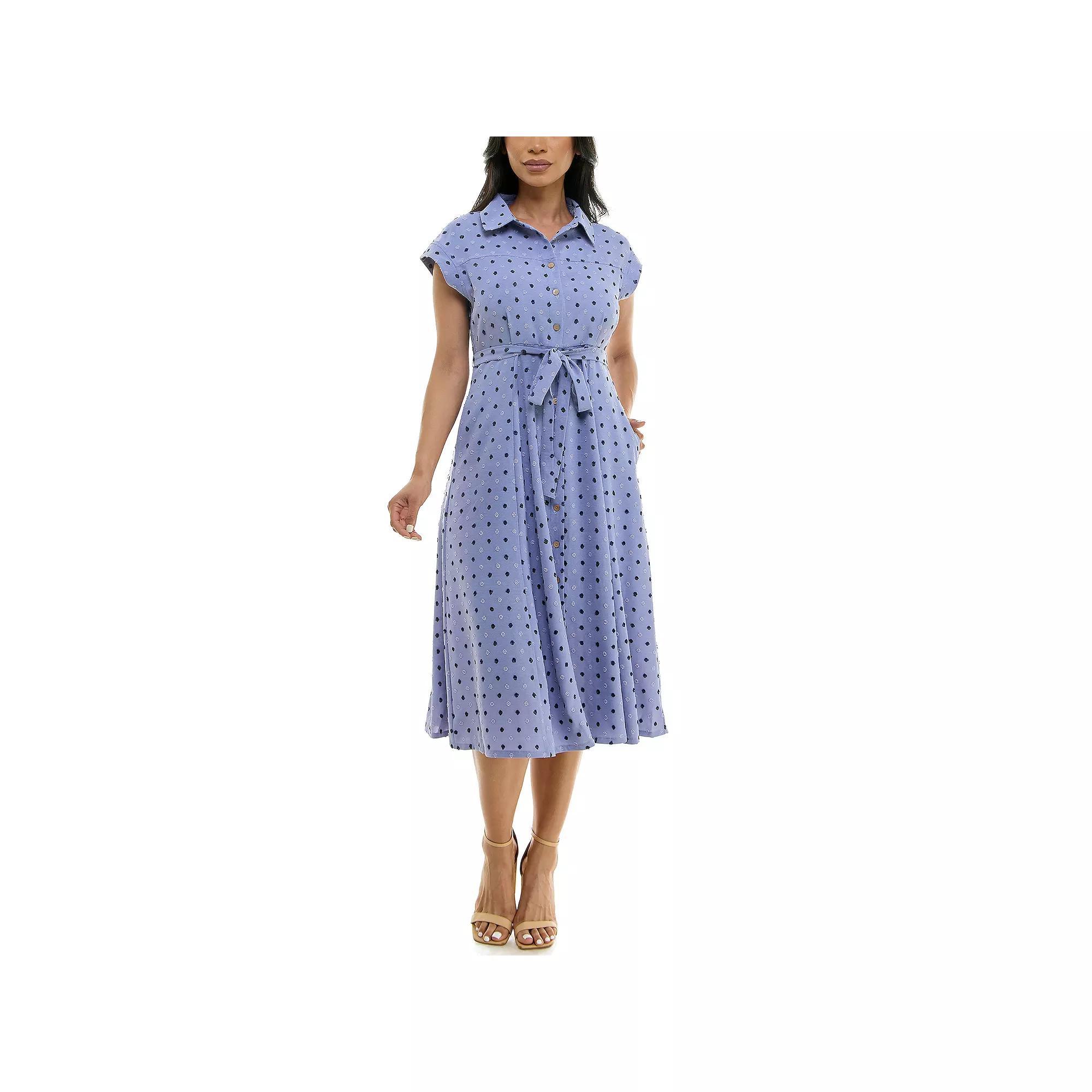 Women's Nina Leonard Collared Button Front Shirt Dress, Size: Small, Camel Team Product Image