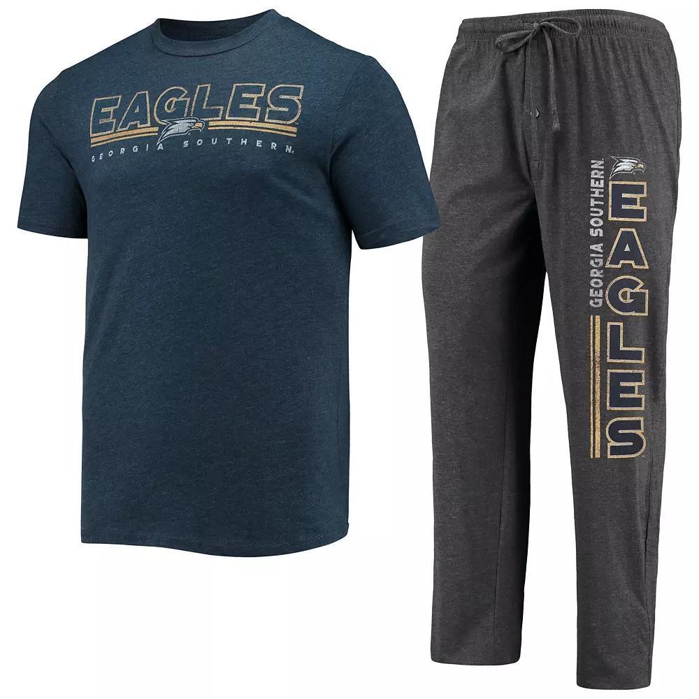 Men's Concepts Sport Heathered Charcoal/Navy Georgia Southern Eagles Meter T-Shirt & Pants Sleep Set, Size: Medium, Gsu Charco Product Image