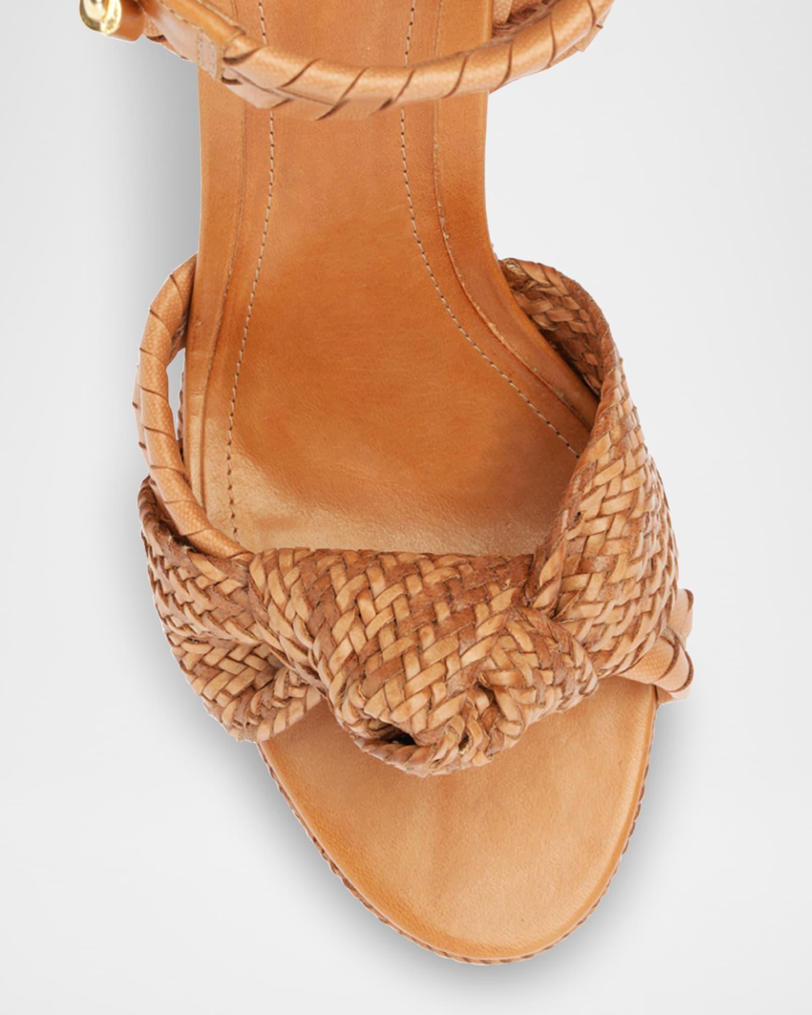 Khari Knotted Leather Ankle-Strap Platform Sandals Product Image