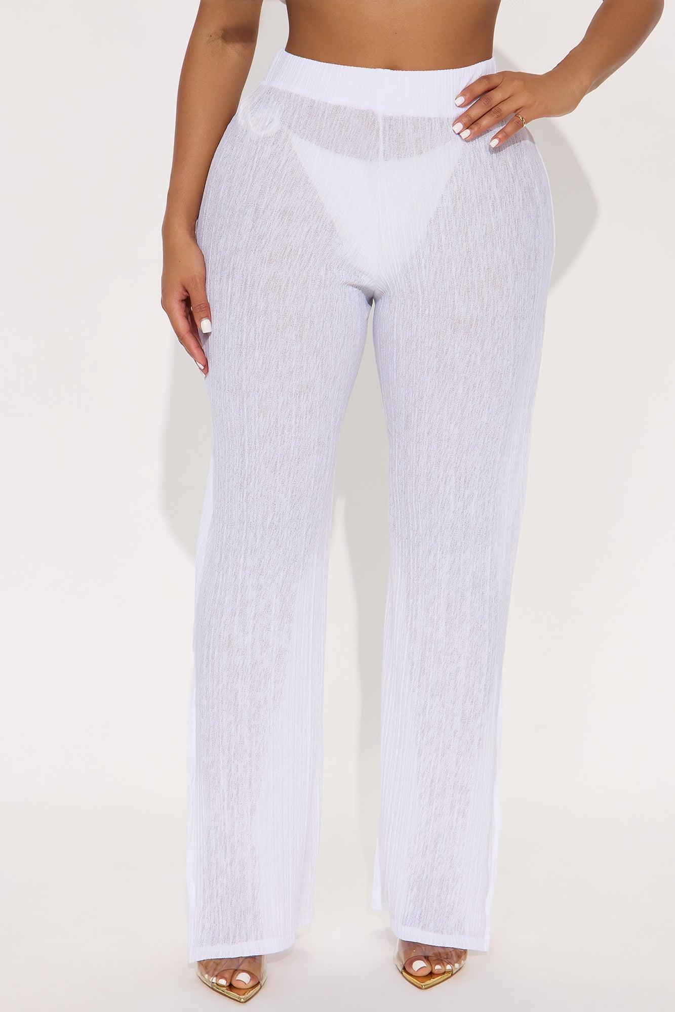 Summer Breeze Plisse Cover Up Pants - White Product Image
