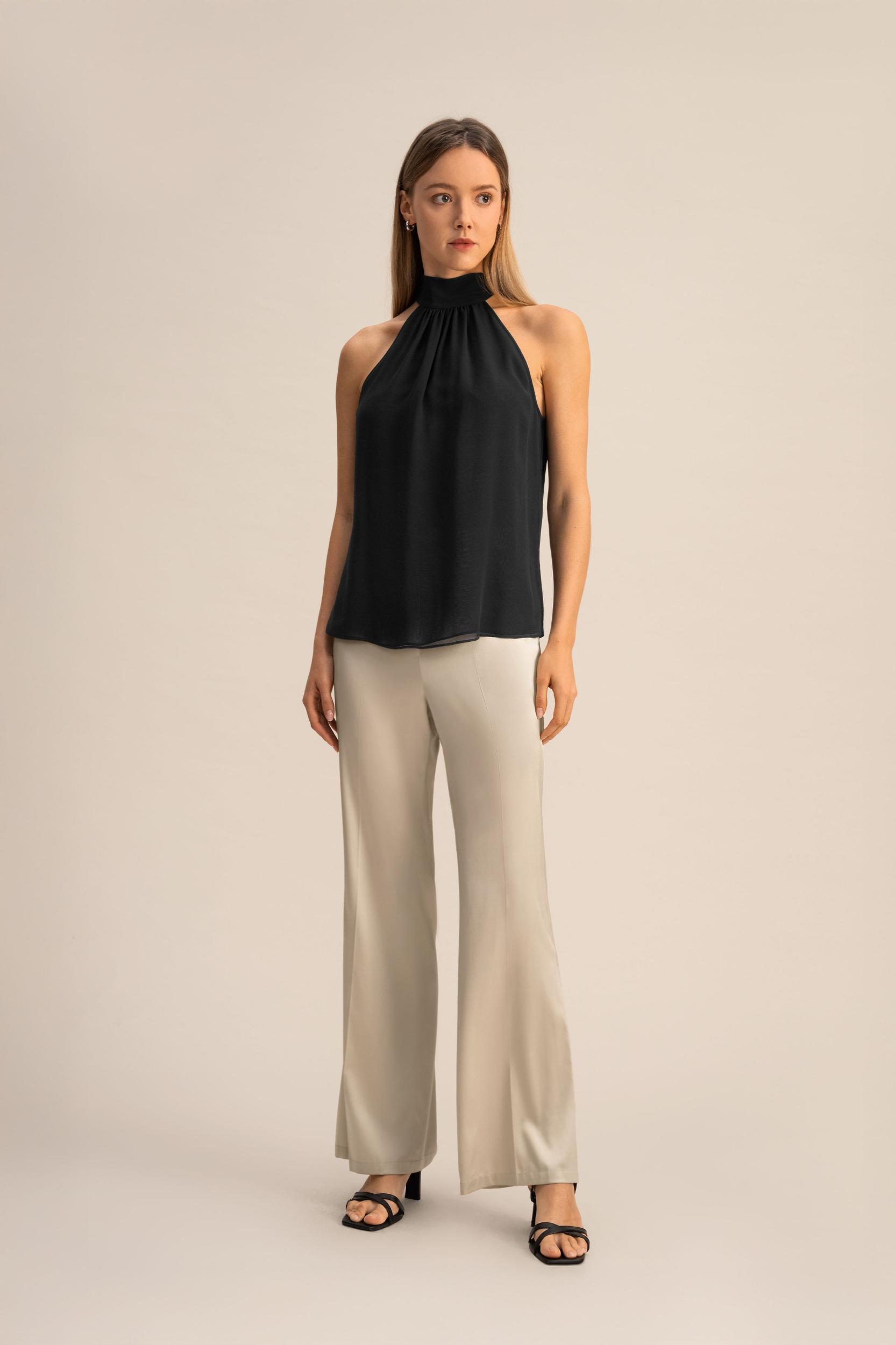 Silk Georgette Halter Neck Top Product Image