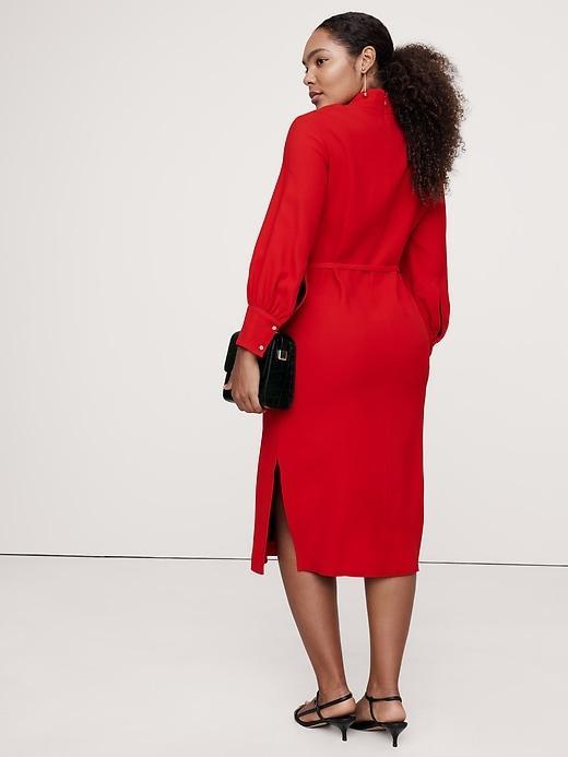 Crepe Mock-Neck Midi Dress Product Image