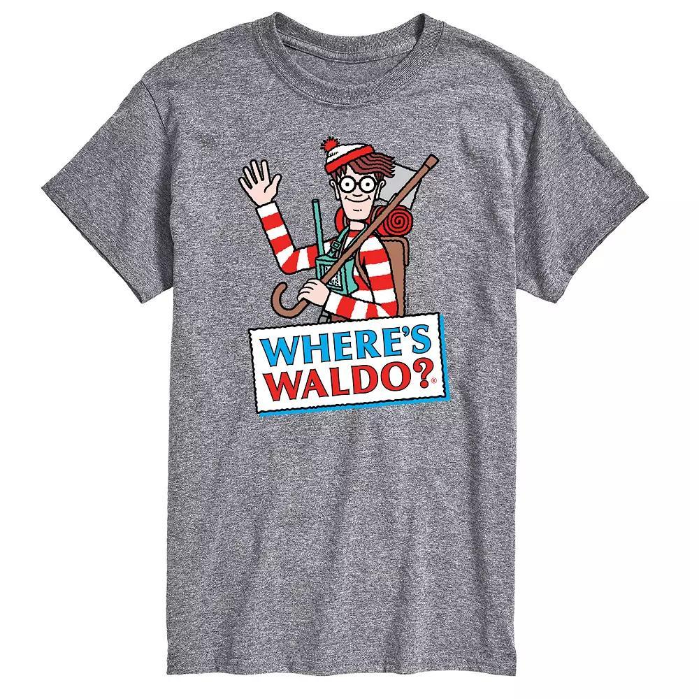 Mens Wheres Waldo Logo Graphic Tee Athletic Grey Product Image