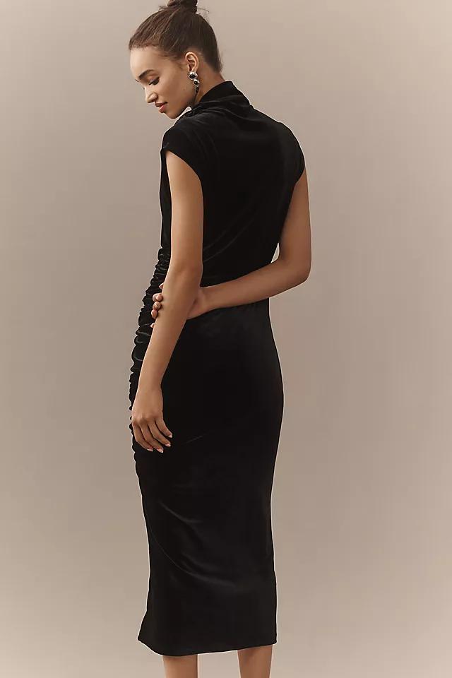 The Maya Ruched Cowl-Neck Dress: Stretch Velvet Edition Product Image