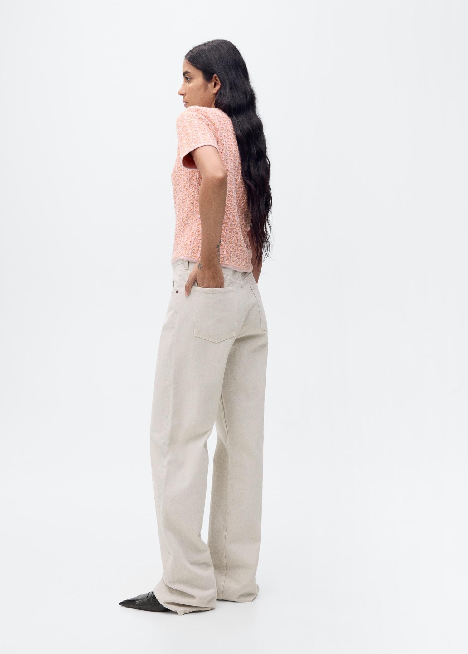 Short-sleeved tweed sweater - Women | MANGO USA Product Image