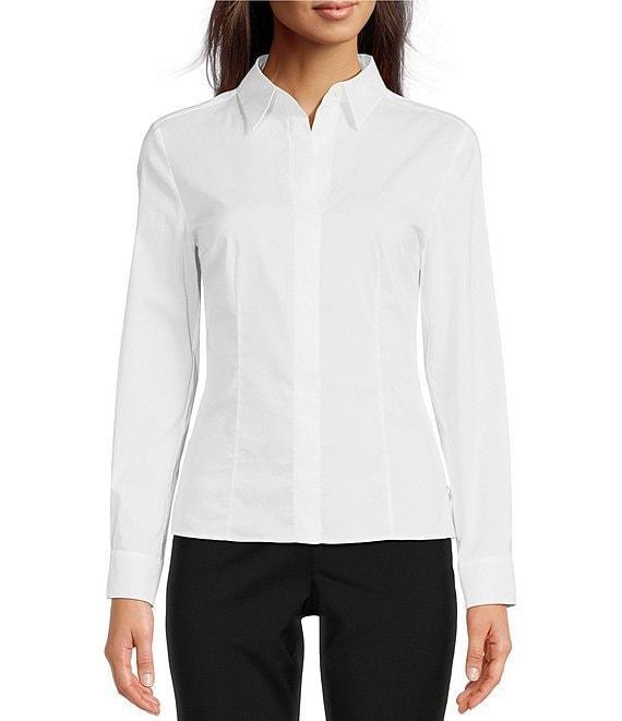 BOSS by Hugo Boss Bashinah Point Collar Long Sleeve Slim Fit Blouse Product Image