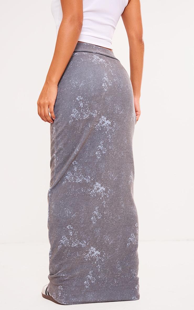 Navy Brushed Soft Rib Fold Over Waist Maxi Skirt Product Image