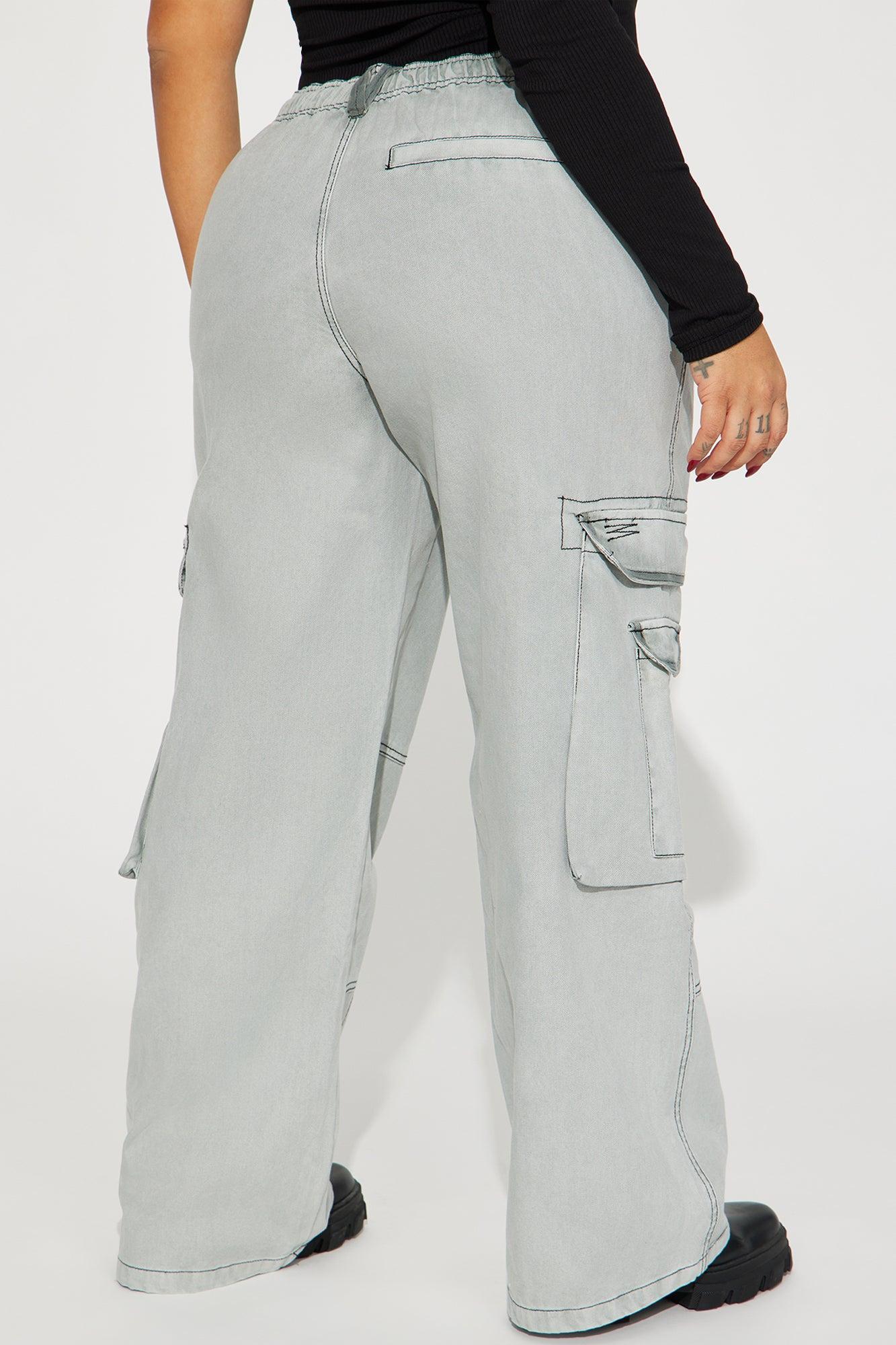 Think Twice Cargo Pant - Grey Product Image