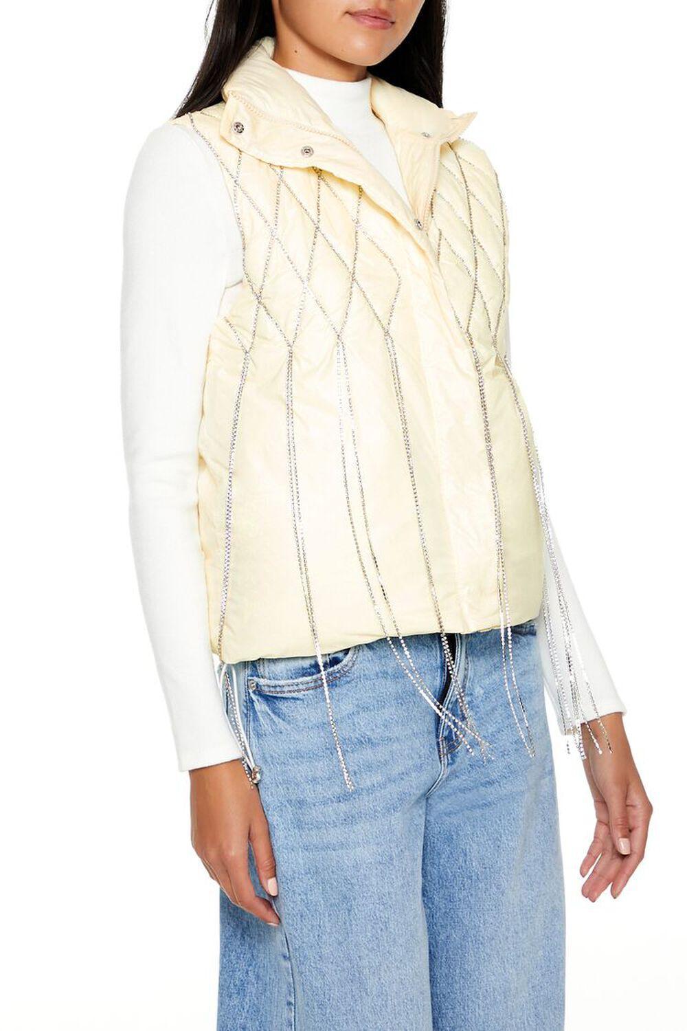Quilted Rhinestone Fringe Vest | Forever 21 Product Image
