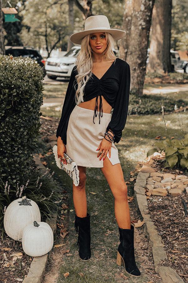 Dates And DMs Ruched Crop Top In Black Product Image