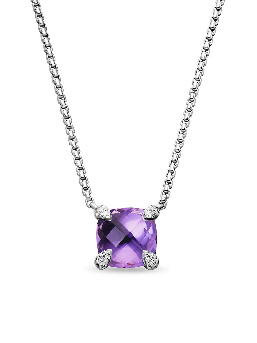 Womens Petite Chatelaine Pendant Necklace with Pave Diamonds Product Image