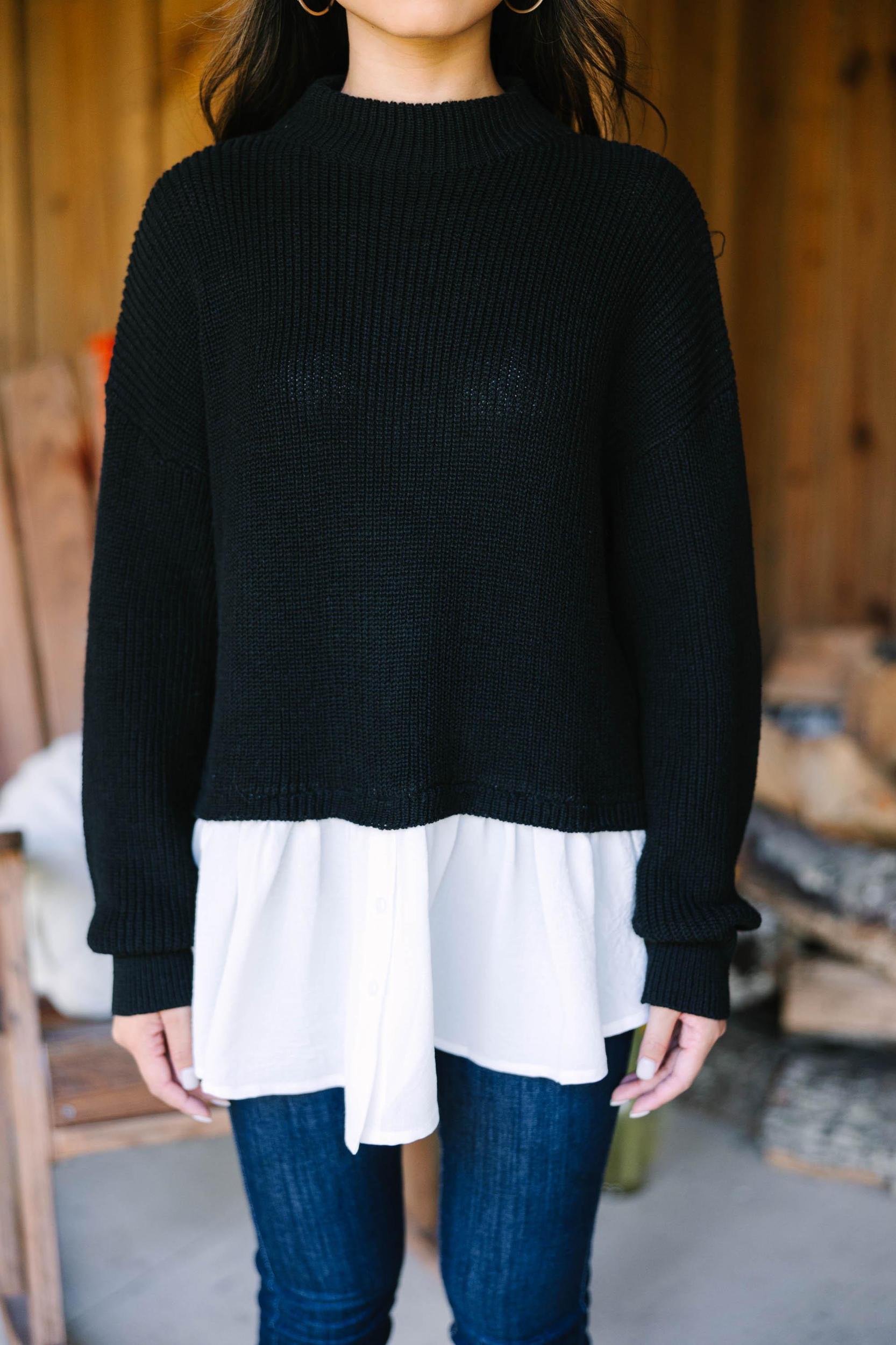 Focus On You Black Layered Sweater Female Product Image