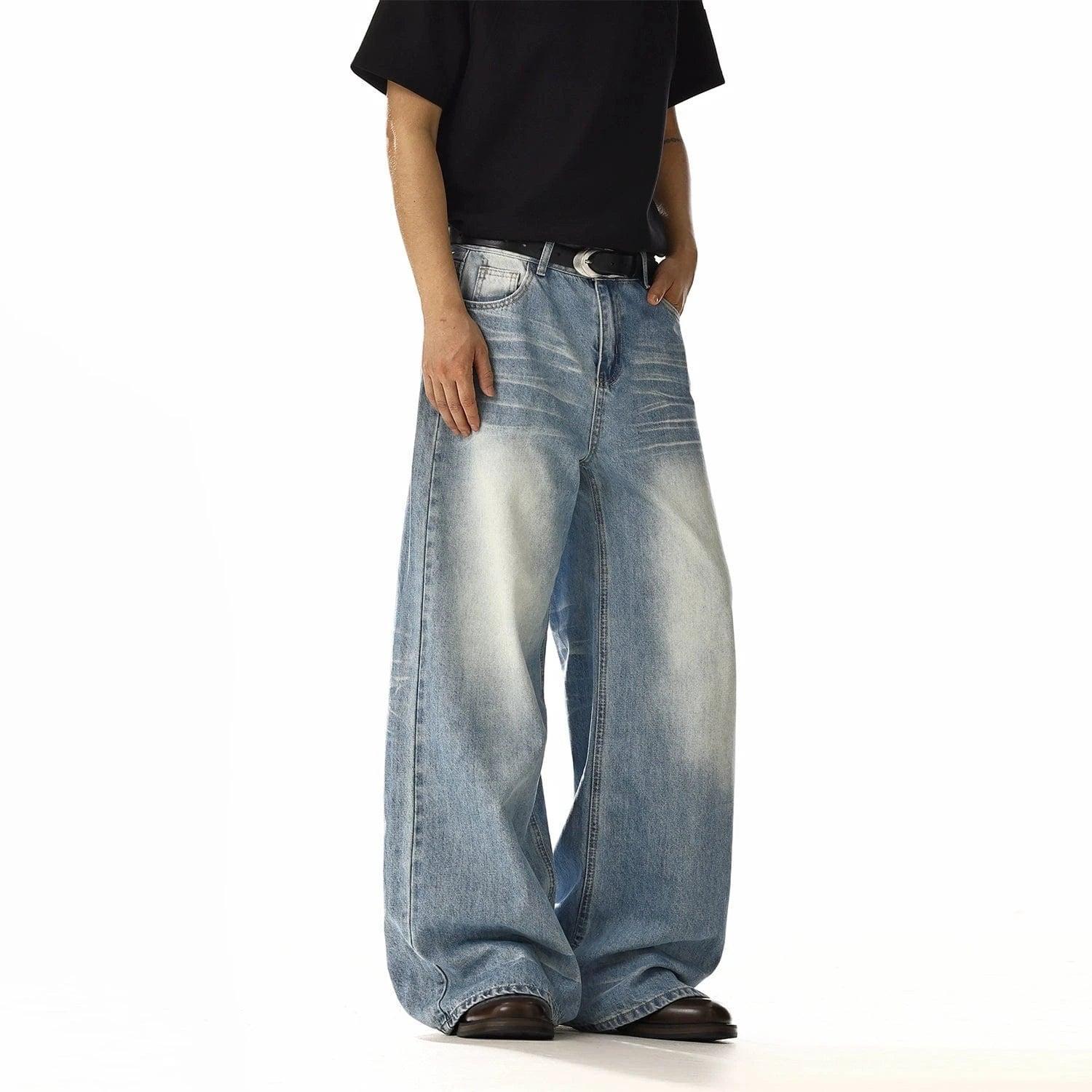 RT No. 19842 WASHED BLUE DENIM STRAIGHT JEANS Product Image