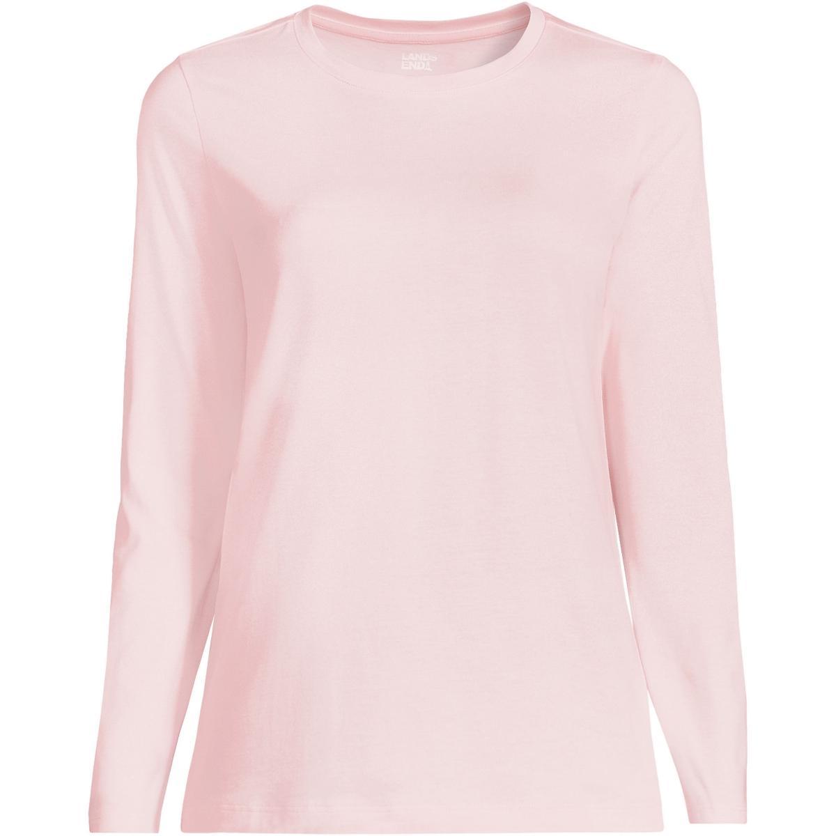 Petite Lands' End Relaxed-Fit Supima Long Sleeve Cotton Crewneck Tee, Women's, Size: XS Petite, Black Product Image