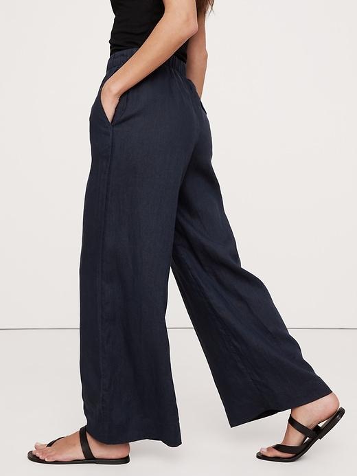 High-Rise Wide-Leg Linen Pull-On Pant Product Image