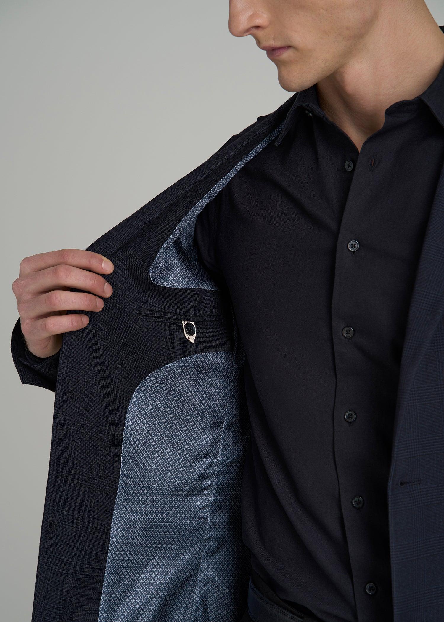 Men's Tall Core Blazer in Black and Blue Plaid Product Image