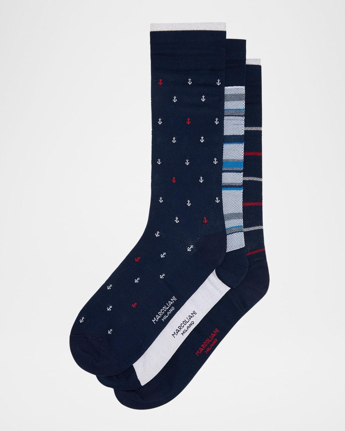 Mens 3-Pack Pima Cotton Crew Socks Product Image
