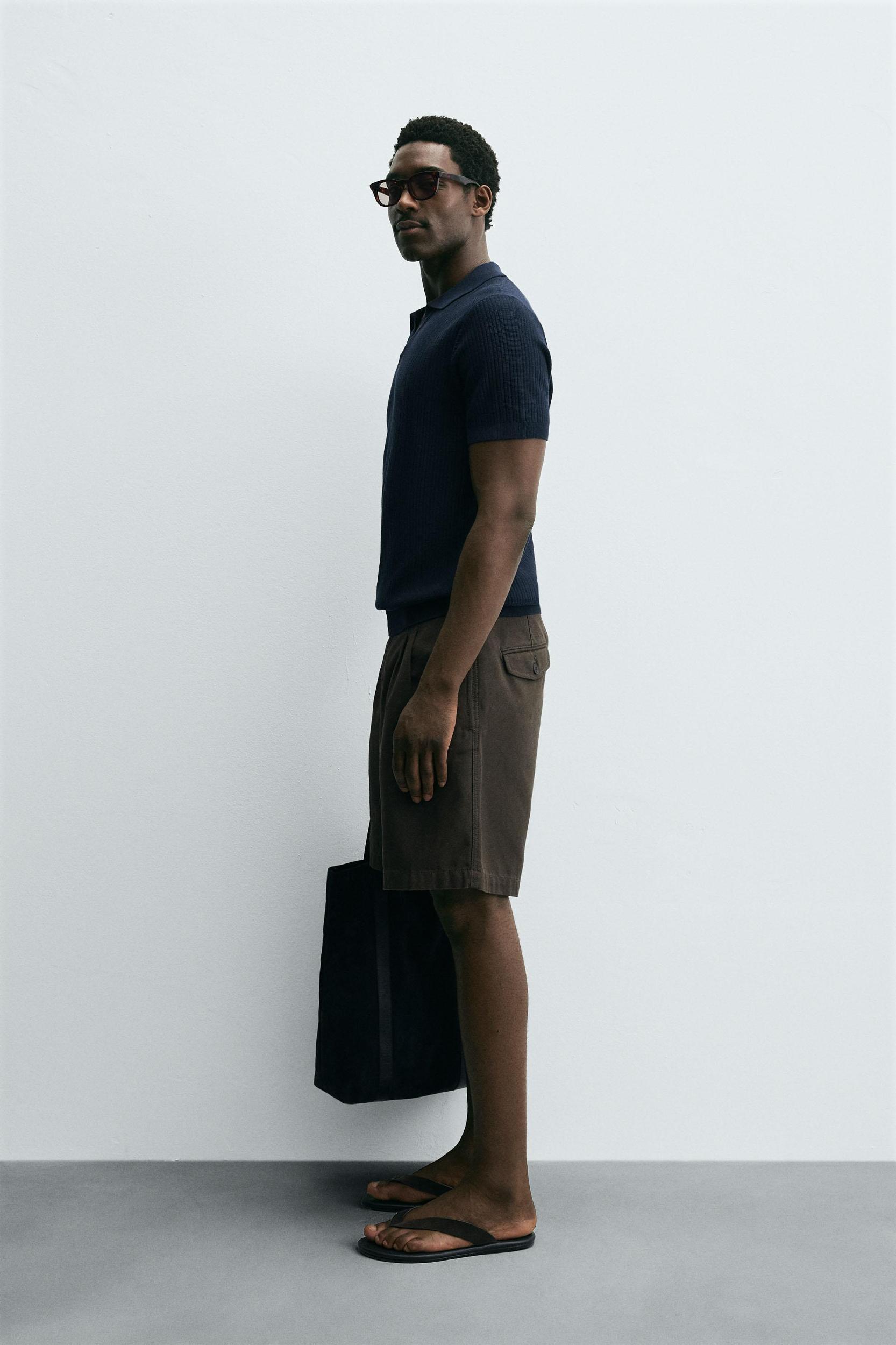 RIBBED KNIT POLO SHIRT Product Image