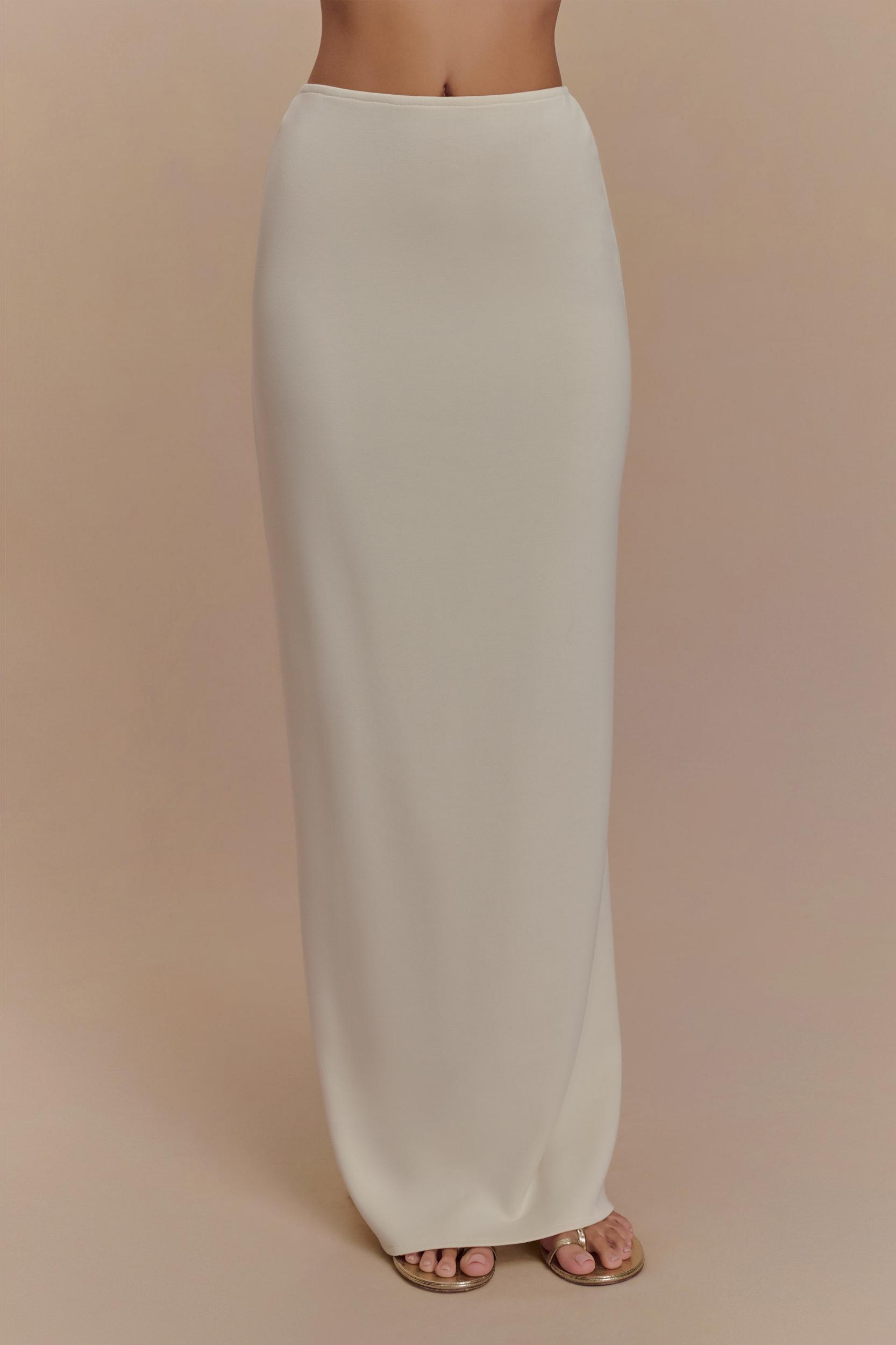 Eris Scuba Jersey Maxi Skirt - Ivory Product Image