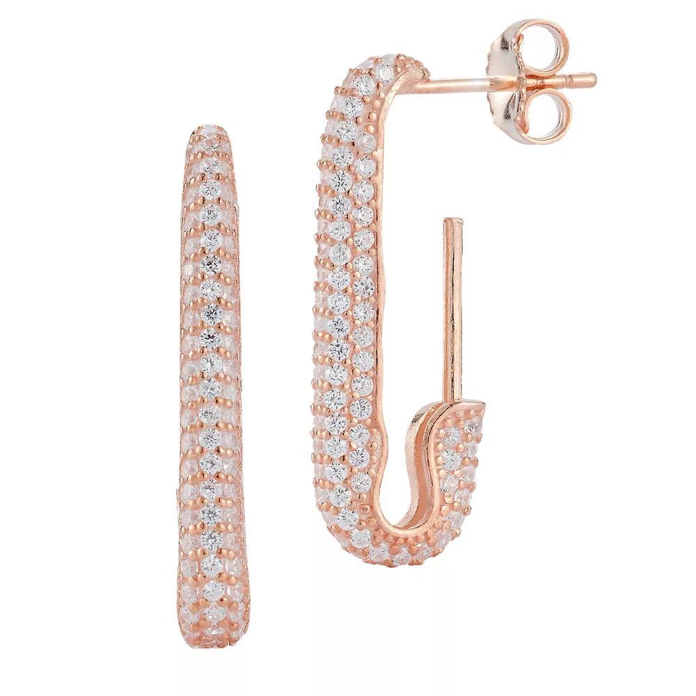 Sunkissed Sterling Cubic Zirconia Pave Drop Earrings, Women's, Rose Gold Tone Product Image